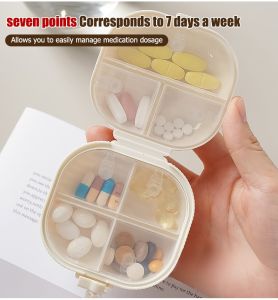 Pill Box Portable Dispensing Cute Seven Days a Week On-the-go Mini Pill Holder Food Grade Moisture Resistant Sealed Storage Case