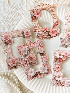 Retro Nổi Rỗng Ra Khung Phong Cách Châu Âu Khung Tranh Thêu Sò Chất Liệu Trang Trí Không Đều Cắt Dán Thẻ Hoa Gương