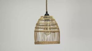 JOYINLED 3M Cord Hand Woven Wall Light Farmhouse Light E27 Rattan Plug in Wall Sconces Wicker Wall Lamp for Living Room Bedroom