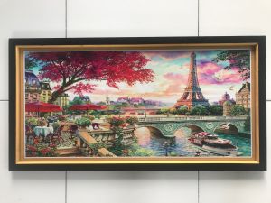 Hiasan dinding cetak Gambar Pemandangan menara paris yang indah plus Bingkai uk:100cm x 50 cm
