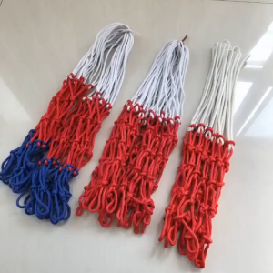 2PCS Standard Basketball Nets All-Weather Indoor and Outdoor Professional Competitions Replacement Net Heavy Duty Nylon Basketball Net Red White Blue Tricolor