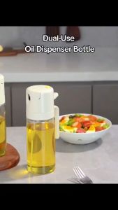 2in1 Dual-use Oil Bottle Anti-leakage Sprayer Pour Oil Glass Container Kitchen Oil Spray Household Seasoning Bottle Dispenser Tool