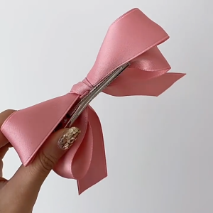 Jepitan Rambut Satin Pita Gaya Prancis Jepitan Tepi Mewah Aksesori Rambut Ekor Kuda Ganda🔥Lovelylife