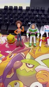 Bandai | 7Pcs Disney Pixar Toy Story 4 Anime Figures Woody Jessie Buzz Lightyear Forky Pig Bear Cartoon Decoration Doll Model Toy Gifts