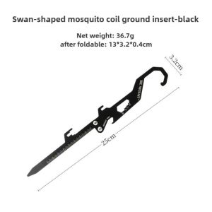 Outdoor Multifunctional Stainless Steel Hook Mosquito Coil Bracket Bottle Opener Measuring Ruler Foldable Insert Outdoor Summer