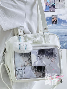 Japanese Cartoon Two-Dimensional Soft Girl JK Bag Snacks Transparent Cartoon Backpack Satchel Shoulder Bag Young Adult Students Crossbody Bag