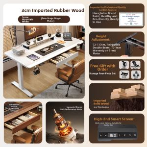 QIANTONG | Electric Lifting Desk Intelligent Solid Wood with Drawer