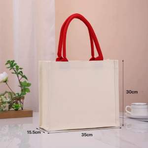 Large Capacity Canvas Tote Bag Eco-Friendly Shopping Tote Bag DIY Lunch Bag Solid Color Commuting Scene