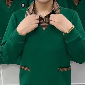 Spring Autumn Loose Long Sleeve Turn-down Collar Fake Two-piece Base Shirt Trendy Top for Middle-aged And Elderly Women