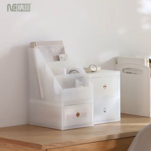 NACHUAN Desktop Transparent Matte Storage Box Set Jewelry Box With Drawer Dressing Table Shelf Cosmetic Drawer Storage Box Set