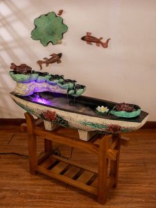 Large Rockery Waterfall Circular Fountain Ornament Living Room Feng Shui Wheel Creative Humidifier Business Opening Wealth Attracting Floor Waterscape