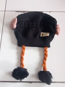 Kupluk bayi rambut kepang Topi kupluk perempuan gratis bordir nama