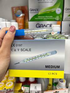ปรอทวัดไข้รุ่นมาตรฐาน ที่วัดอุณหภูมิ ปรอทแก้วสำหรับวัดไข้ เทอร์โมมิเตอร์เกรดการแพทย์ ใช้ได้ทั้งทางปากและรักแร้