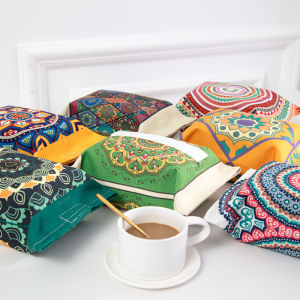 Humidity Resistant Cotton Linen Tissue Box Magic Fastening Kitchen Storage Bag Versatile Desktop Tissue Holder Organizer
