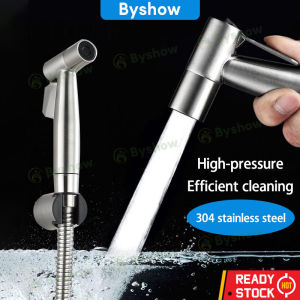 Byshow High pressure Adjustable Stainless Steel 304 Bidet Spray nozzle Set Handheld Bidet Sprayer holder Shower Head for Single Bathroom Faucet Portable Diaper Bidet Toilet Hose Washer Pipe