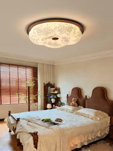 DGY | Retro Chinese Style Imitated Cloth Walnut Wood Song Aesthetics Ceiling Light Eye-protecting