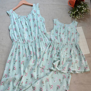 Summer Long Sleeveless Cotton Gauze Dress Childrens Vest Skirt Maternity Beachwear Holiday Clothing Girls Ladylike Style