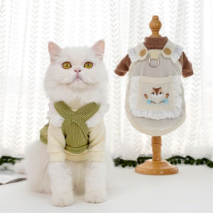 Spring and summer pet dog dog cat out cartoon vest clothes skirt D buckle traction rope chest strap supplies