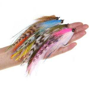 1/4pcs 2/0 5.91inch Big Streamer Baitfish Fly 3D Fish Eyes Grizzly Streamer Fly Trout Pike Musky Bass Saltwater Fishing Lure
