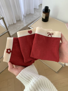 Antibacterial Cotton Underwear for Women Red Triangle Panties mid Waist Pure Cotton Breathable Wedding Celebration Underpants