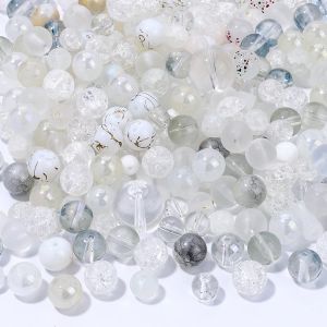 50g Assorted Glass Beads Cracked Spacer Beads Set Craft Beading Bulk for Jewelry Making DIY Craft Bracelets Necklace Key Chains