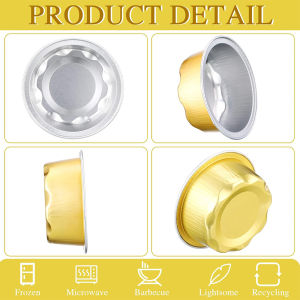 Aluminum Foil Baking Cups 5oz 30pcs Mini Cake Pans Gold Ramekins Air Fryer Safe Flan Containers Muffin Tart Tins No Lids