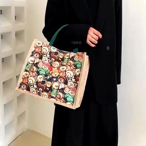 Túi Cói Du Lịch Đẹp Và Độc Đáo Gấu Twin Hồng