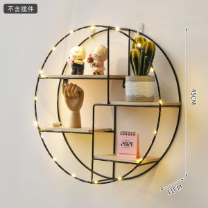 No-Drill Wall Mounted Bedroom Storage Rack Creative Background Decorative Iron Shelf Bedroom Wall Hanging Ornament Organizer