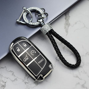 Silver Line TPU Car Key Case Full Cover for Fiat Jeep for Dodge Ram 1500 Journey Charger Dart Challenger Durango Accessories
