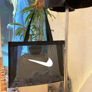 Nylon Mesh Bag Large Capacity Single Shoulder Womens Handbag Fitness Storage Simple Match Shopping Beach Bag Sports Style Pure Color