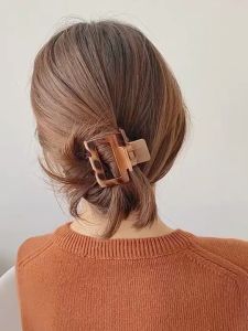 EUNSEO Jepit Rambut Transparan 5cm Motif Macan Square Model Kotak Bolong Matte Glossy Fashion Korea Import