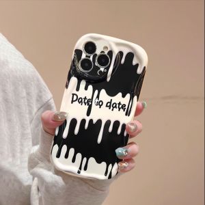 Black and white cream Compatible for IPhone 15 Plus 11 14 13 12 15 Pro Max XR X XS Max 15 7Plus 8pl