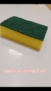 Spons Cuci Piring 2 Sisi Halus Kasar Spon Busa Kuning Hijau