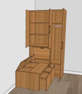 Helper room storage bed with cabinet customize singapore/bomb shelter/store room
