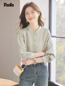 puella | Embroidered Mandarin Collar Long Sleeve Shirt for Office Chinese Style Spring
