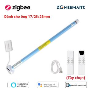 Động Cơ Rèm Cuốn Thông Minh Điện Tử Zigbee Điều Khiển Rèm Tự Động Sạc Lại Tương Thích Với Alexa Và Google Dùng Cho Ống 17/25/28mm
