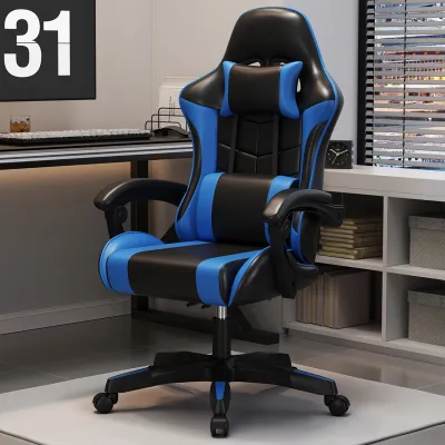 Comfortable Adjustable Gaming Chair with Footrest Black Red Racing Style Ergonomic Office Chair for Home PC Setup Gaming Sofa Reclining Chair for Adults