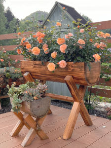 Wood Creative Stylish Planter Balcony Succulents Combination Anti-Corrosion High Leg Rectangular Courtyard Landscape Breathable Flower Box
