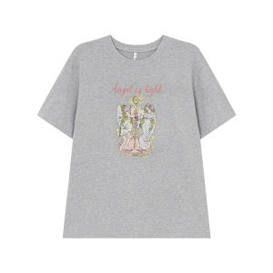 Vintage Angel Girl Print T-Shirt Female Summer New Style