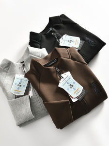 Elegant Embroidered Hoodie for Men Casual Outdoor Spring Fashionable City Style Half Zipper Straight Cut Youth Popular Sweatshirt