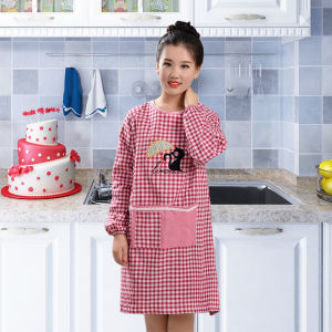 Korean Style Pure Cotton Apron Womens Full Body Kitchen Apron Anti-Stain Cooking Apron Cartoon Coverall Overall Smock Apron