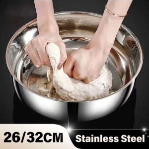 YESPERY Large Stainless Steel Mixing Bowls Thickened Kitchen Basin Cooking Pot for Hot Pot Soup Baking Basin Home Use Washing Basin For Vegetables