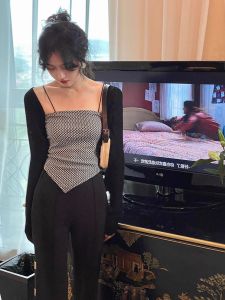 chaqi | Short Strap Vest Womens Outerwear Inner Match Sport Pure Desire Design American French Spicy Girl Top Small Strap Vest