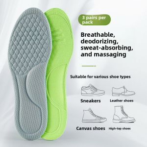 LINGMIAO | Mens Absorbent Breathable Anti-Odor Fragrant Nano-Technology Shock-Absorbing Slip-Resistant Thin Insoles
