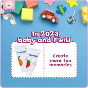 BUNDLE OF 2 STRAWBERRY | SansFluo Natural Toothgel Cleanser With Xylitol 50ml For Ages 0 To 4 Years Old