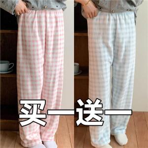 กางเกงนอนผ้าฟูคอรัล ทรงหลวม แขนยาว ผ้าขนแกะ ผ้าฝ้าย ผ้าขนสัตว์ ผ้าขนสัตว์ ฤดูใบไม้ร่วง/ฤดูหนาว กางเกงขายาวลำลอง