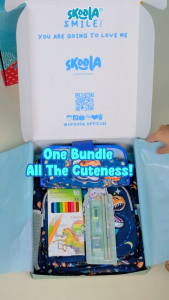 Skoola Backpack + Pencil Case + Free Gift - Set Tas Sekolah Anak TK Laki Dino + Kotak Pensil - Joly