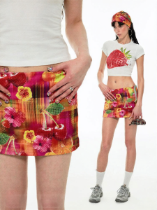 1JINN STUDIO | Retro One-Piece Printed Mini Skirt