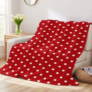 Beast Kingdom | Red Polka Dots Winter And Summer French Plush Blanket Soft And Fluffy Comfortable Wool Blanket Sofa Ideal Gift
