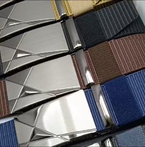 IKAT PINGGANG PRIA SABUK NYLON TALI CANVAS GESPER ELEGANT SIMPLE MEN BELT JEPIT AUTOMATIS SILVER COD